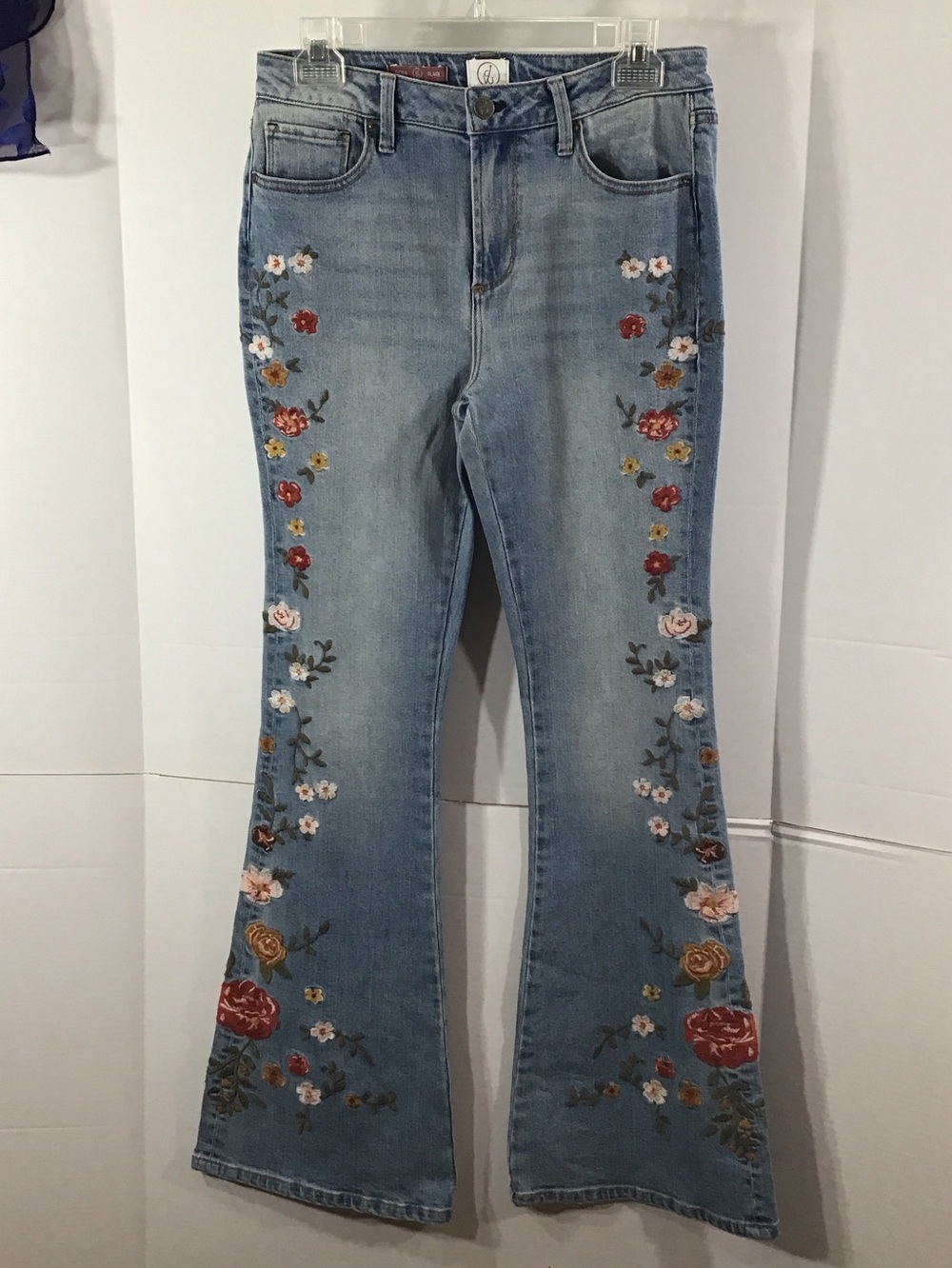 Driftwood Fiona flared floral embroidery high rise boho jeans